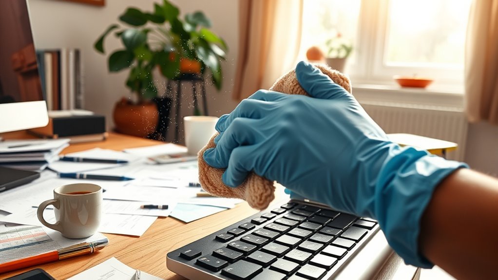 assess and declutter workspace