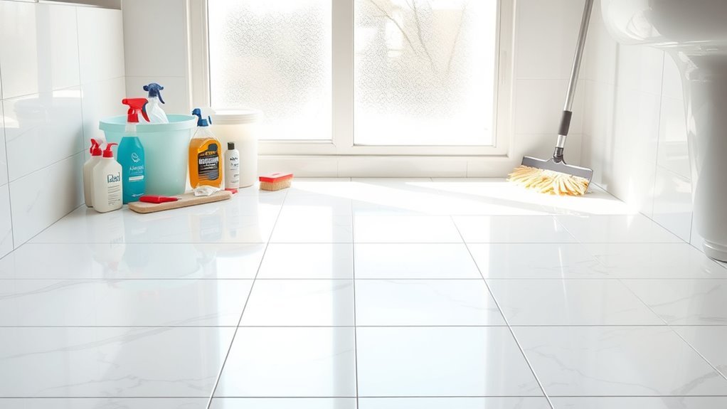 bathroom floor cleaning preparation
