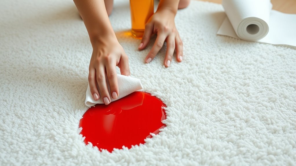 blot spills avoid rubbing