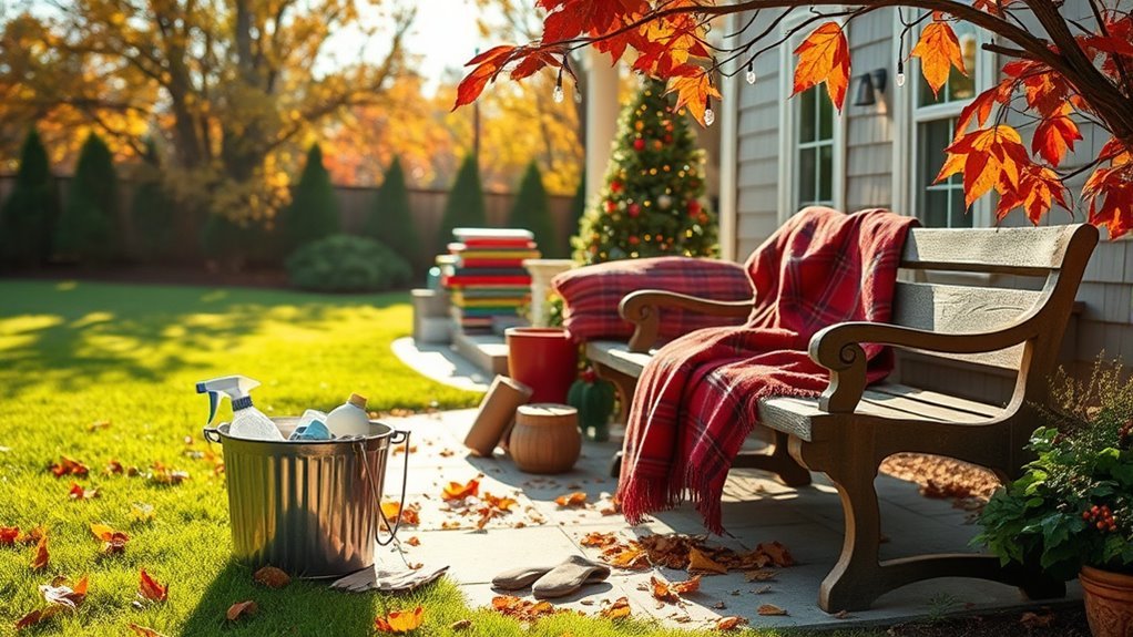 clean arrange decorate outdoors