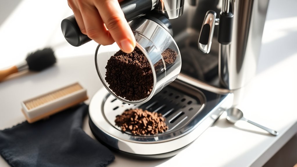 clean coffee grounds container
