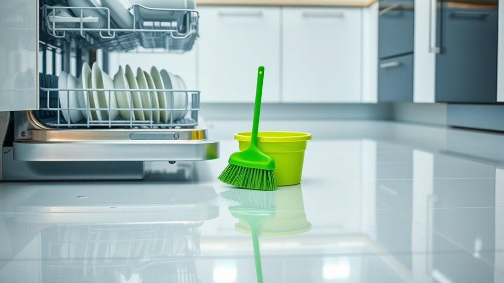 clean dishwasher floor effectively