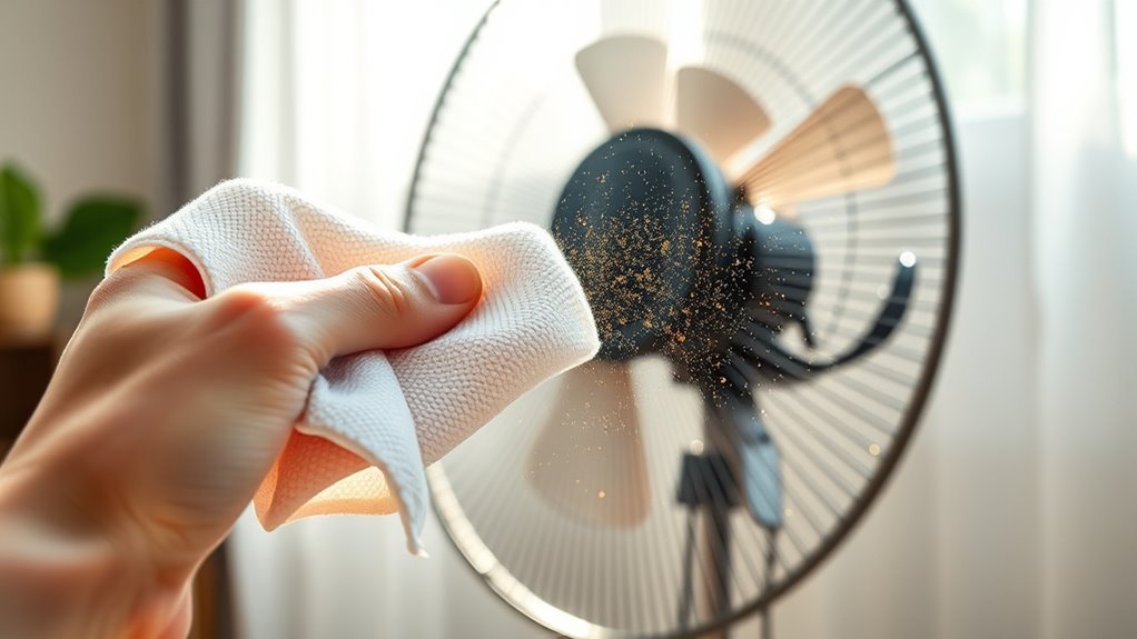 clean fan regularly and thoroughly