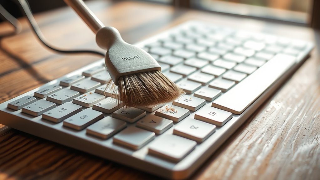clean keyboard with brush