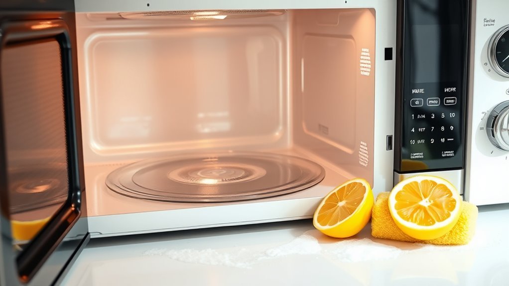clean microwave turntable walls