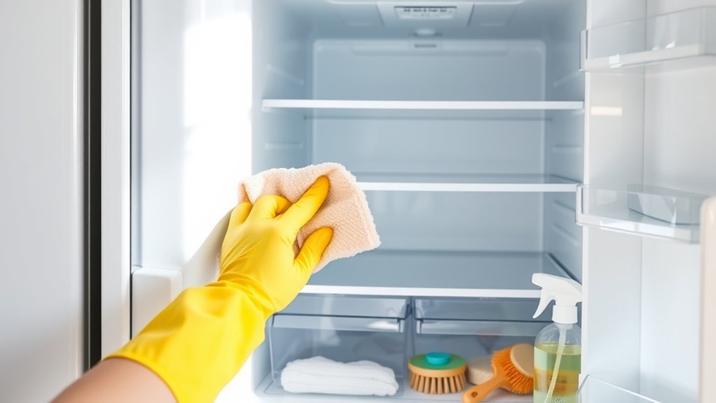 clean refrigerator upholstery effectively