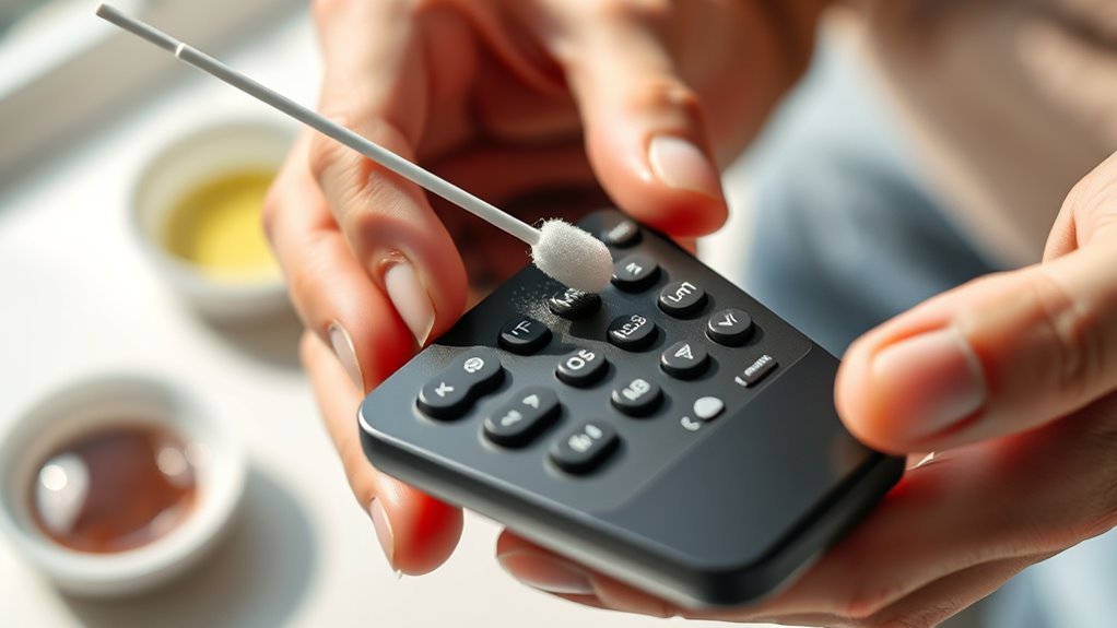 clean remote with cotton swabs