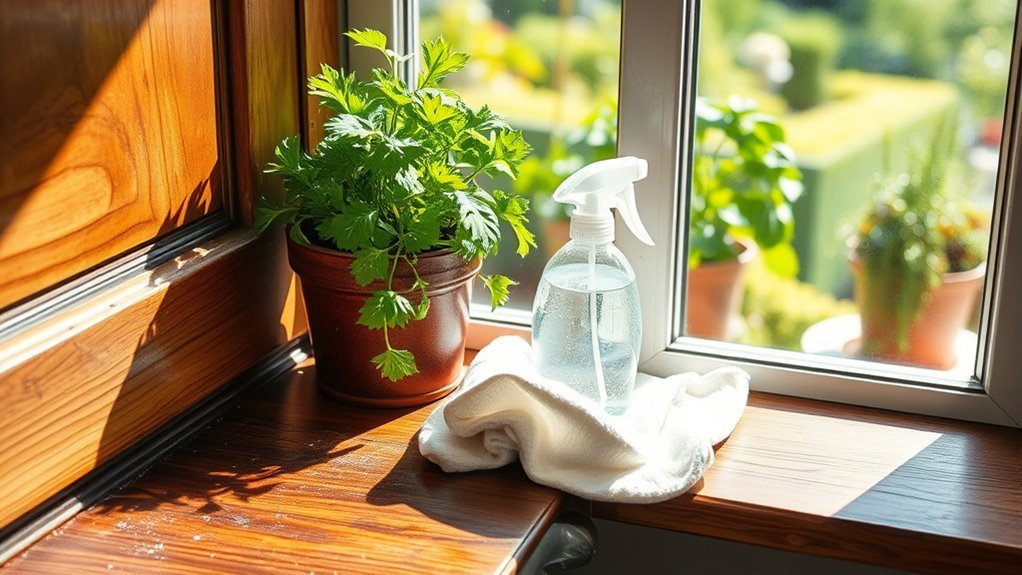 clean windowsills with baking soda