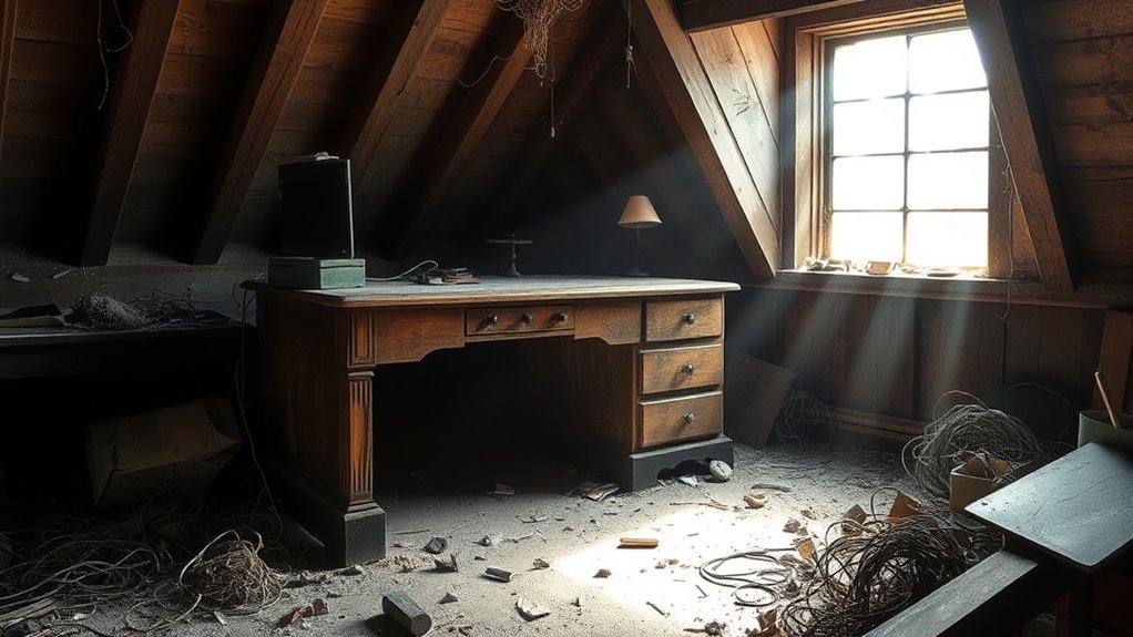 cleaning and organizing attic