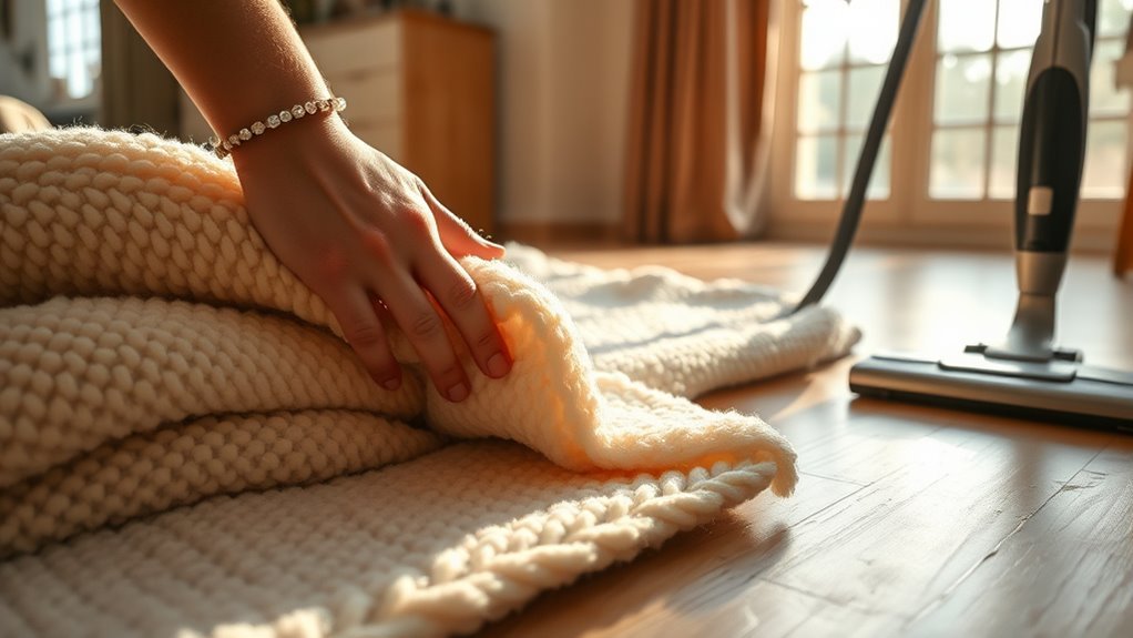 cleaning blanket covered floors