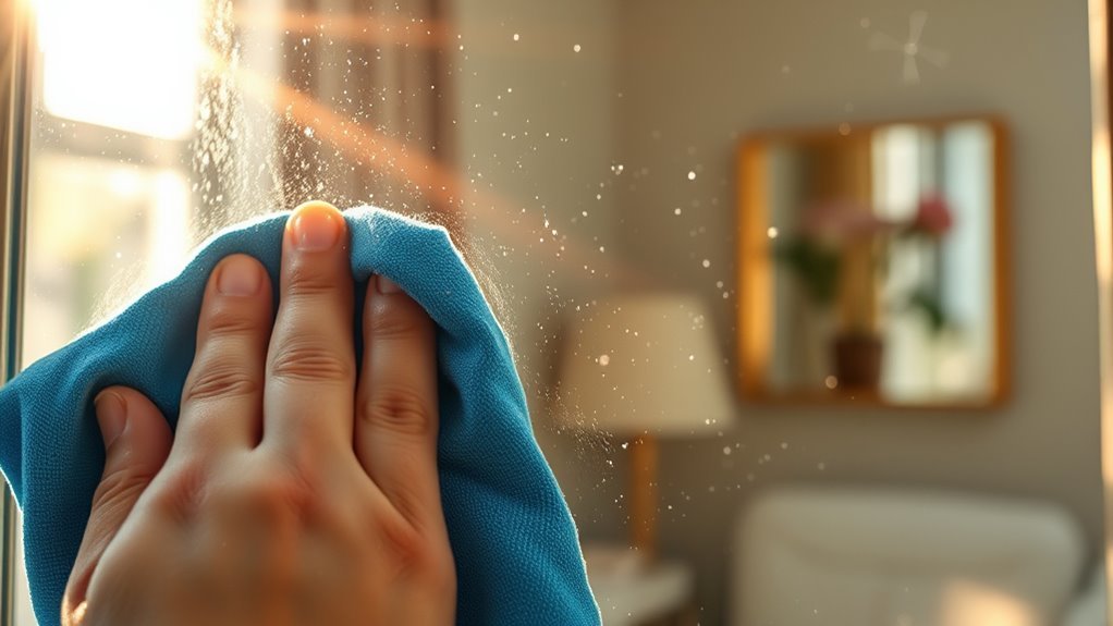 cleaning dust from mirrors