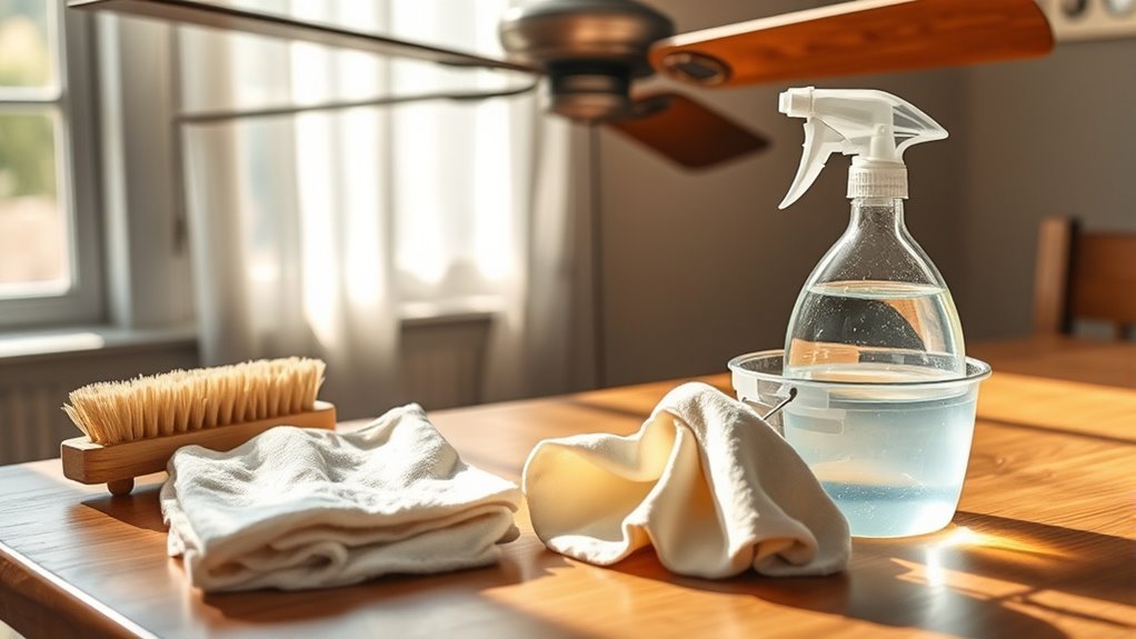 cleaning fan supplies ready