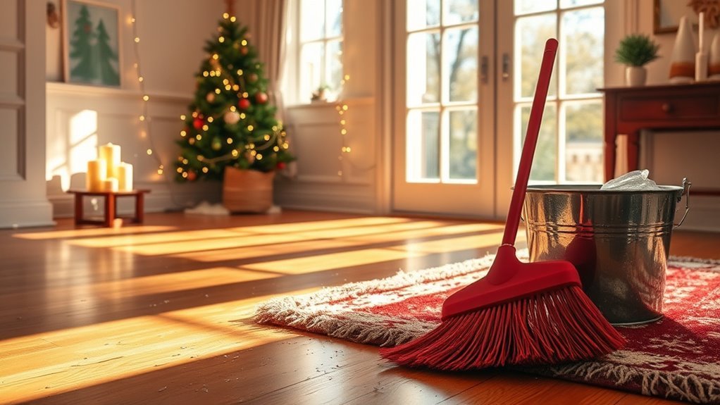 cleaning holiday decor floors