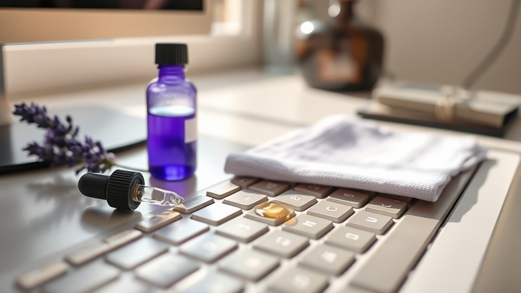cleaning keyboard with essential oils