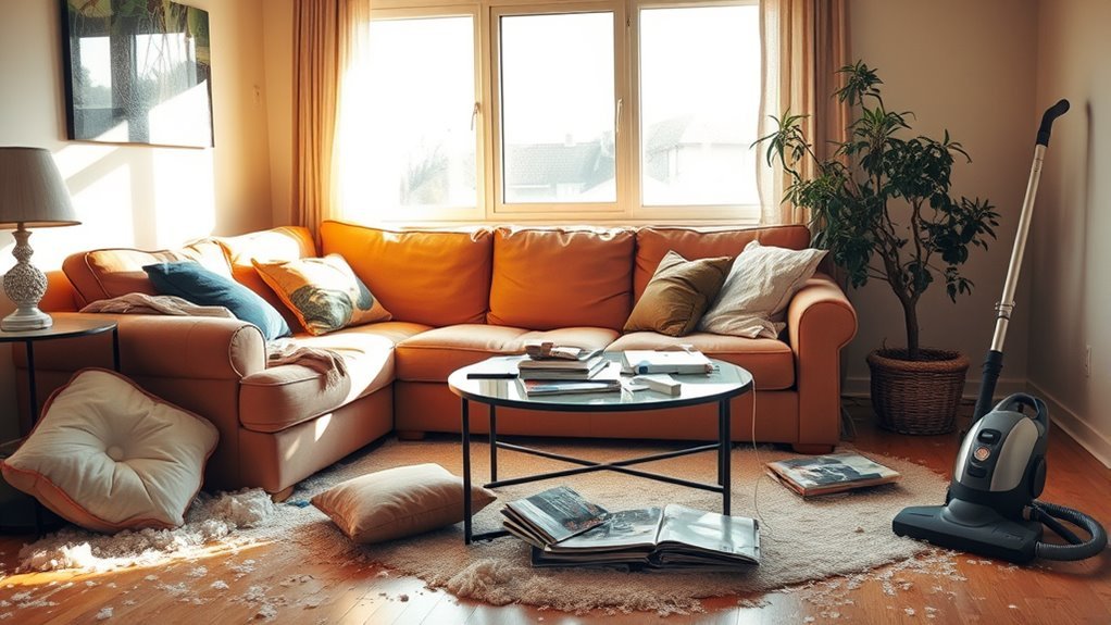 cleaning living room errors