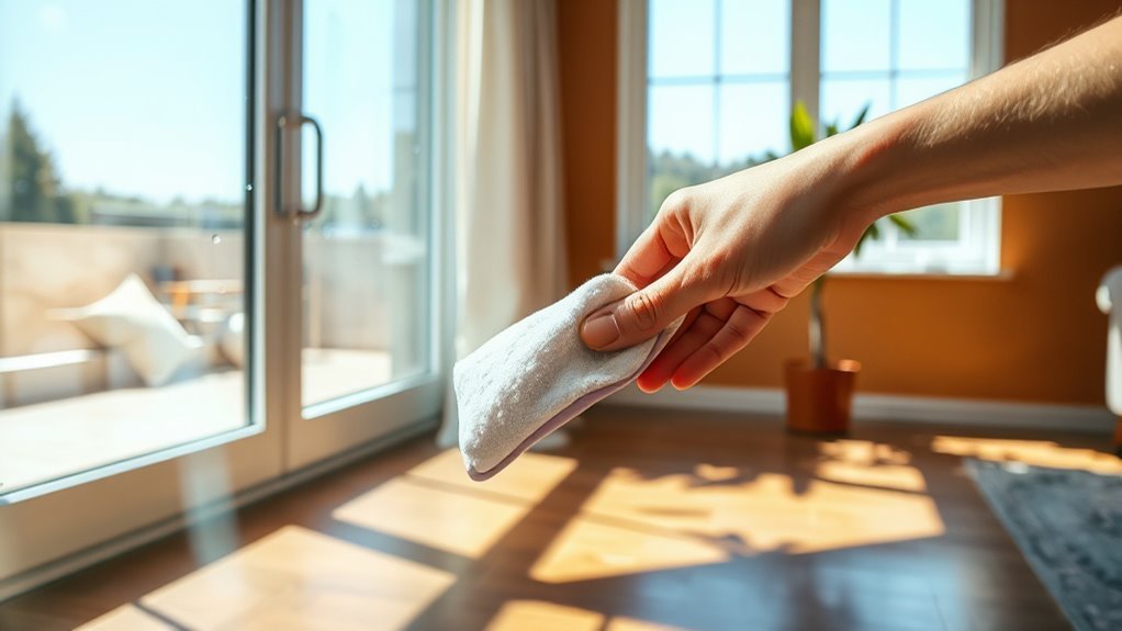 cleaning living room windows
