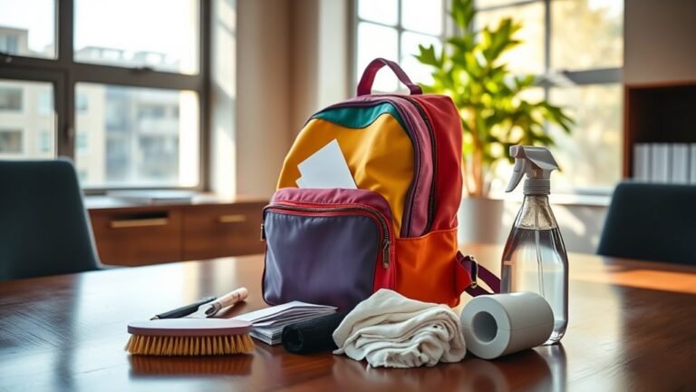 cleaning office school bags