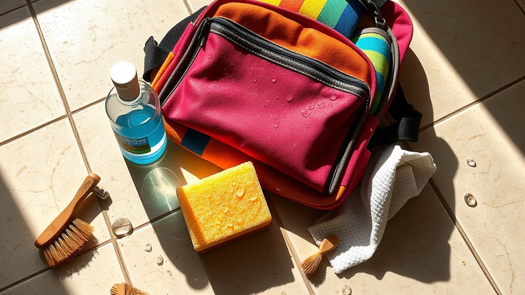 cleaning school bag upholstery