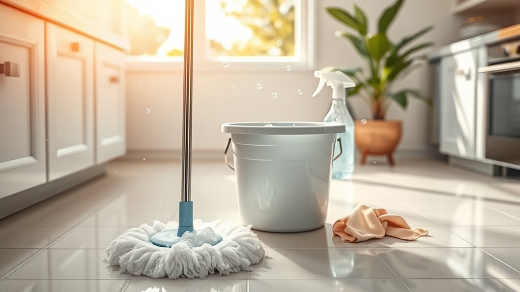 cleaning tiles in home