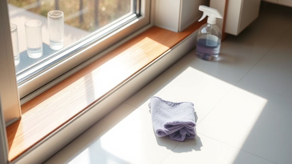 cleaning windowsills and floors