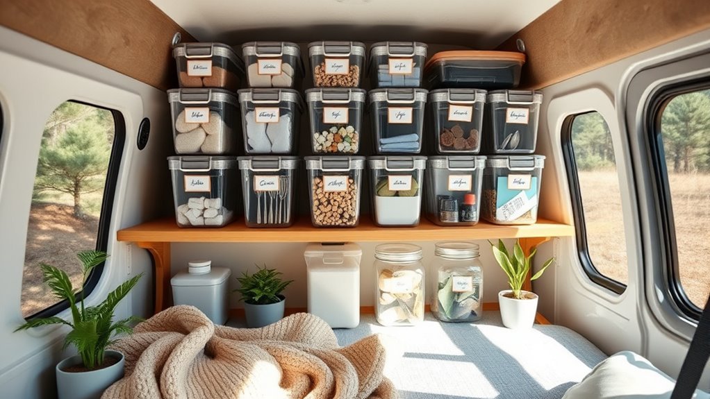 clear containers and labels