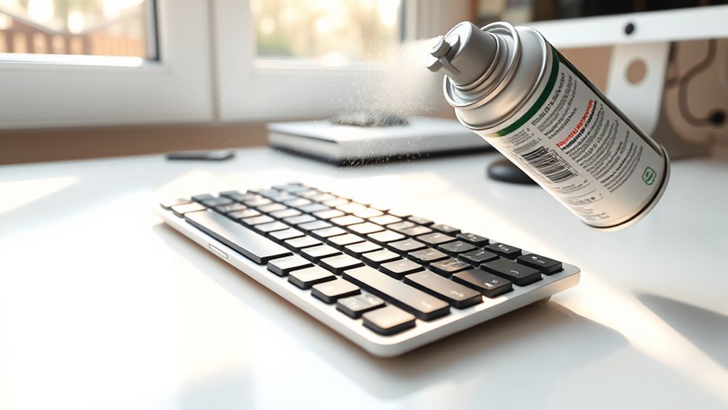 clear keyboard with compressed air