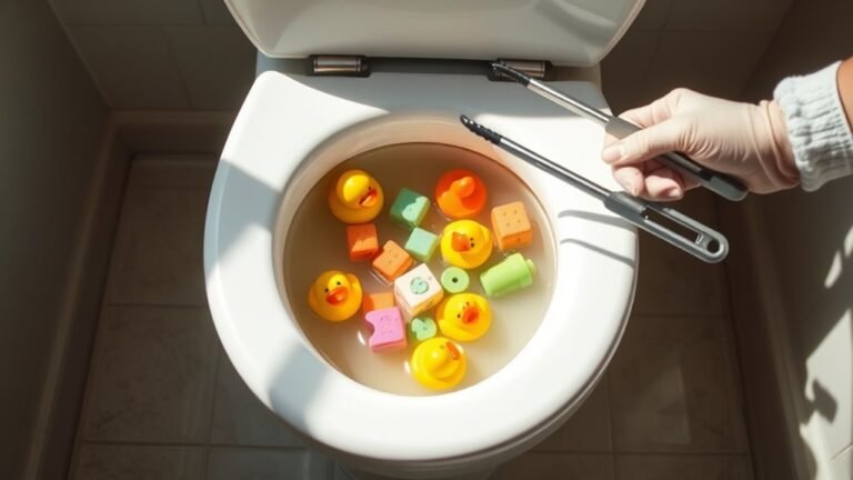 clearing toilet of toys
