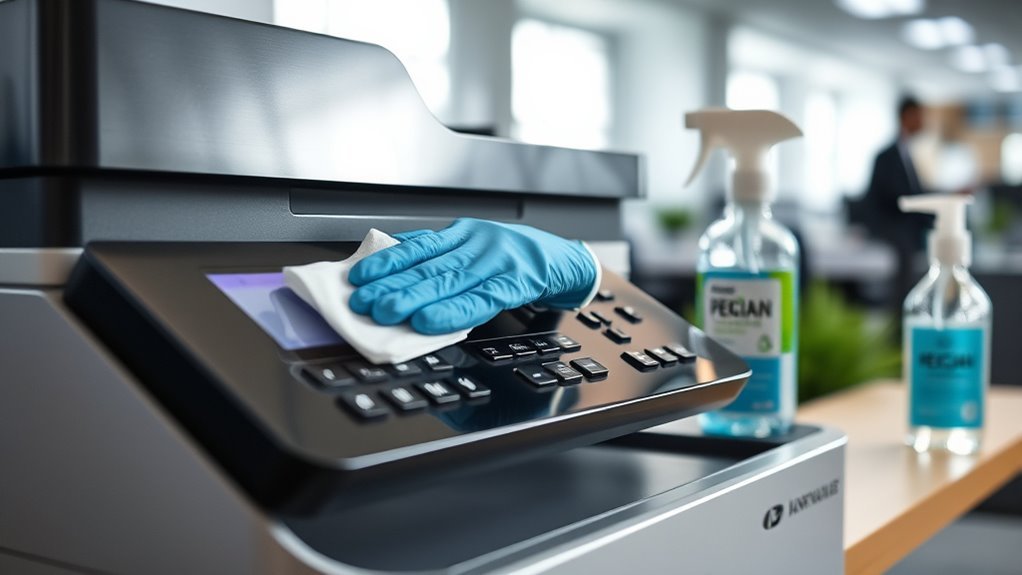 disinfect printer high touch areas