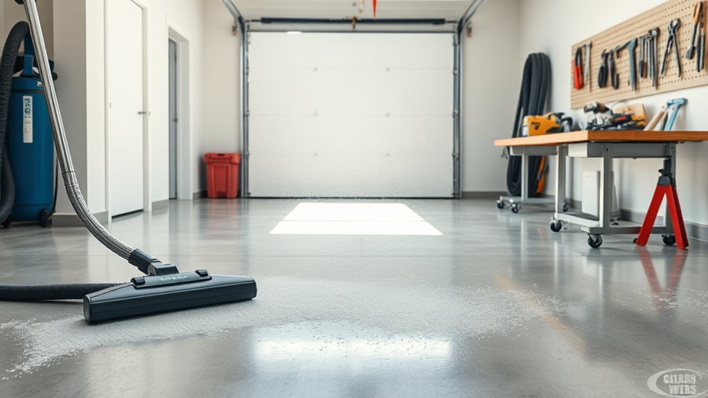 dusting and vacuuming garage entryways