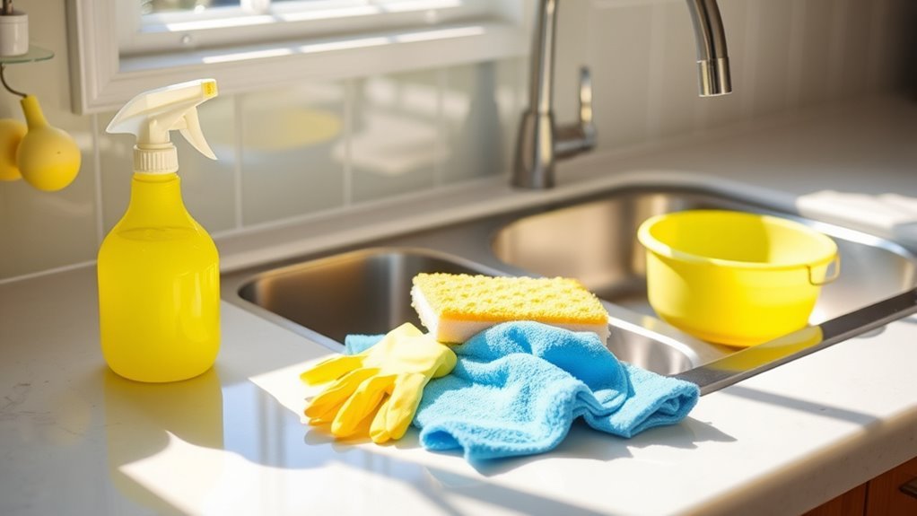 eco friendly cleaning supplies gathered