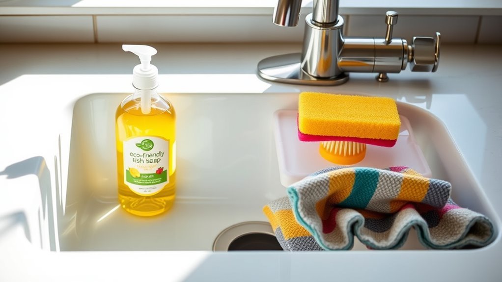 eco friendly cleaning supplies gathered