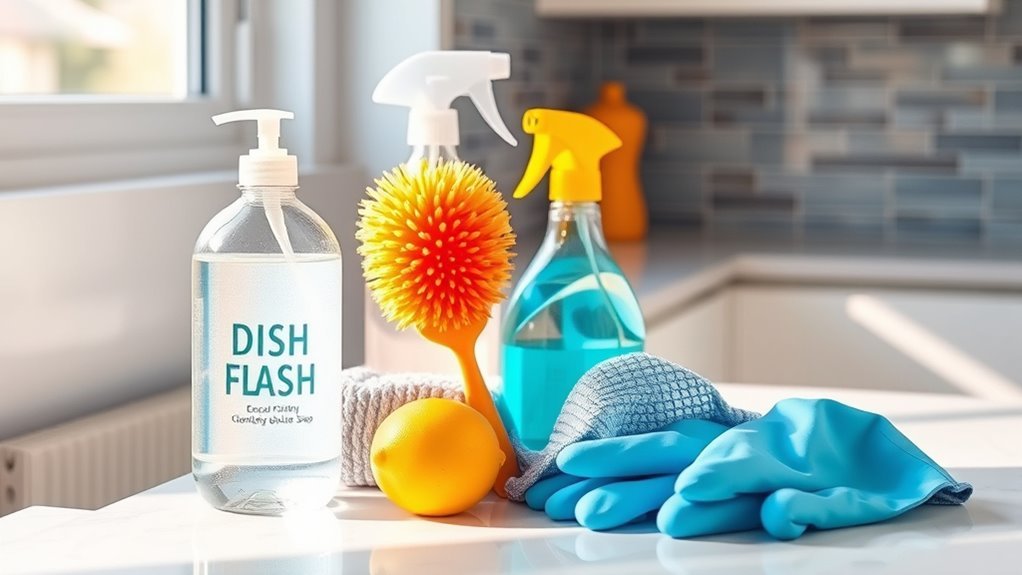 eco friendly cleaning supplies gathered