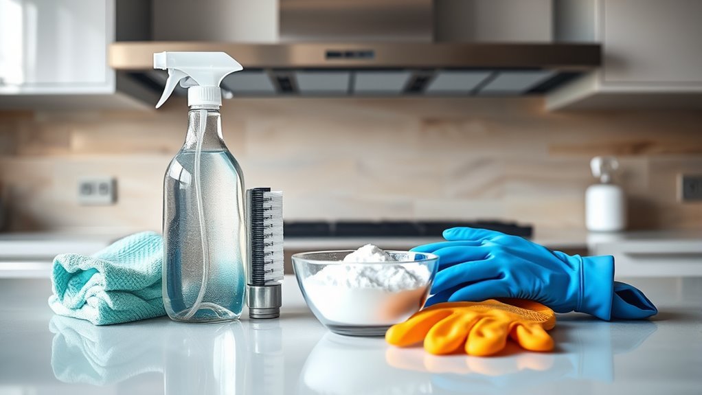eco friendly cleaning supplies gathered