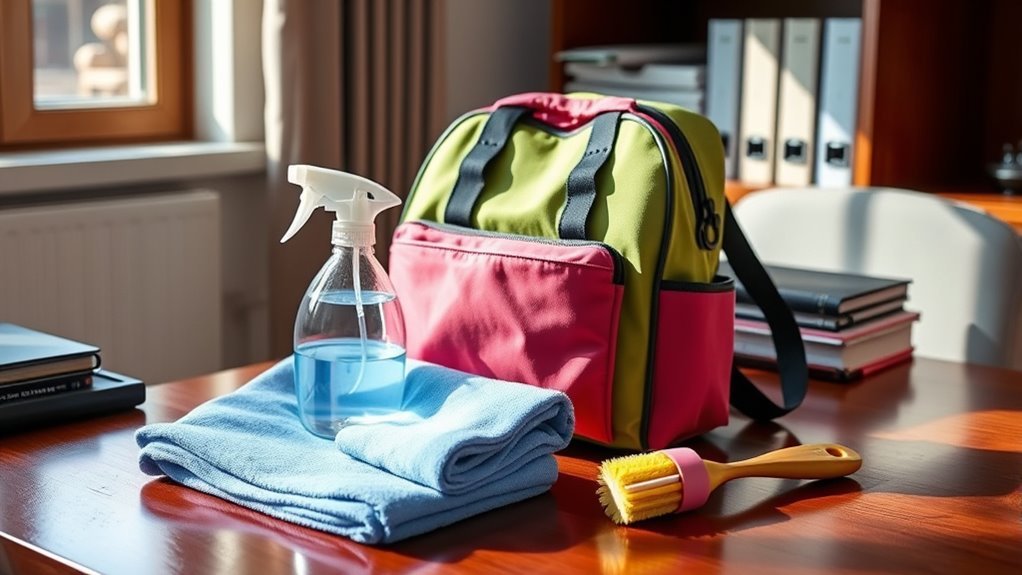 eco friendly cleaning supplies gathered