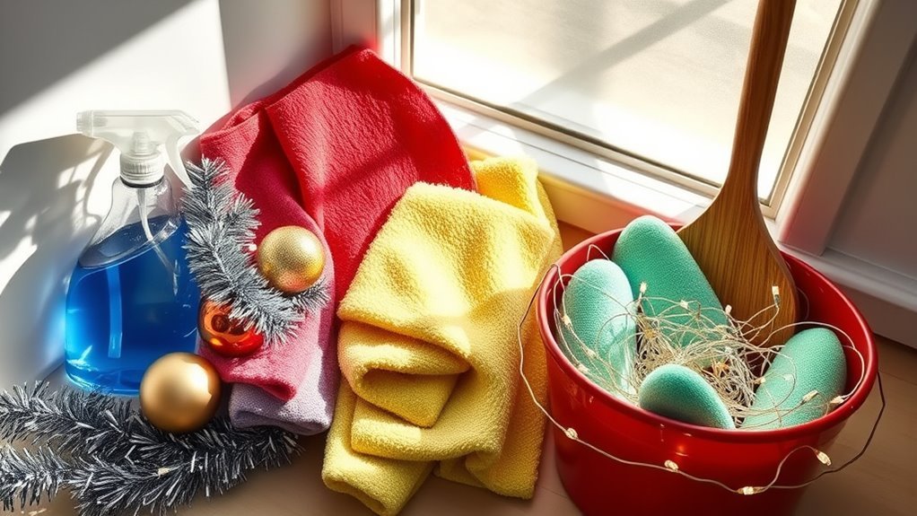 eco friendly cleaning supplies organized