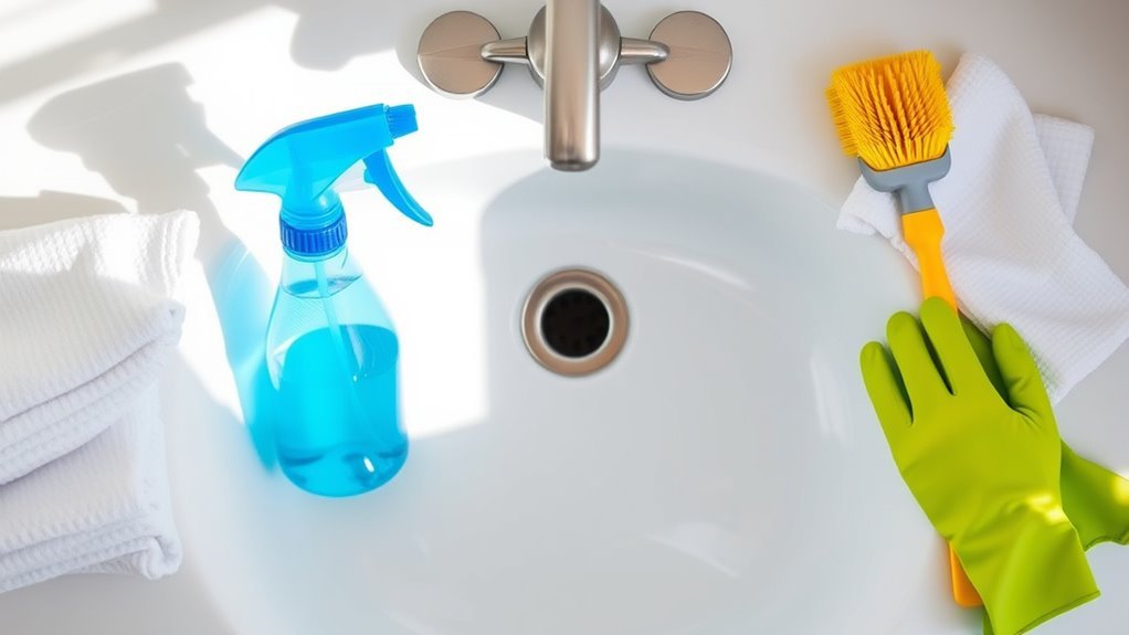 essential cleaning supplies organized