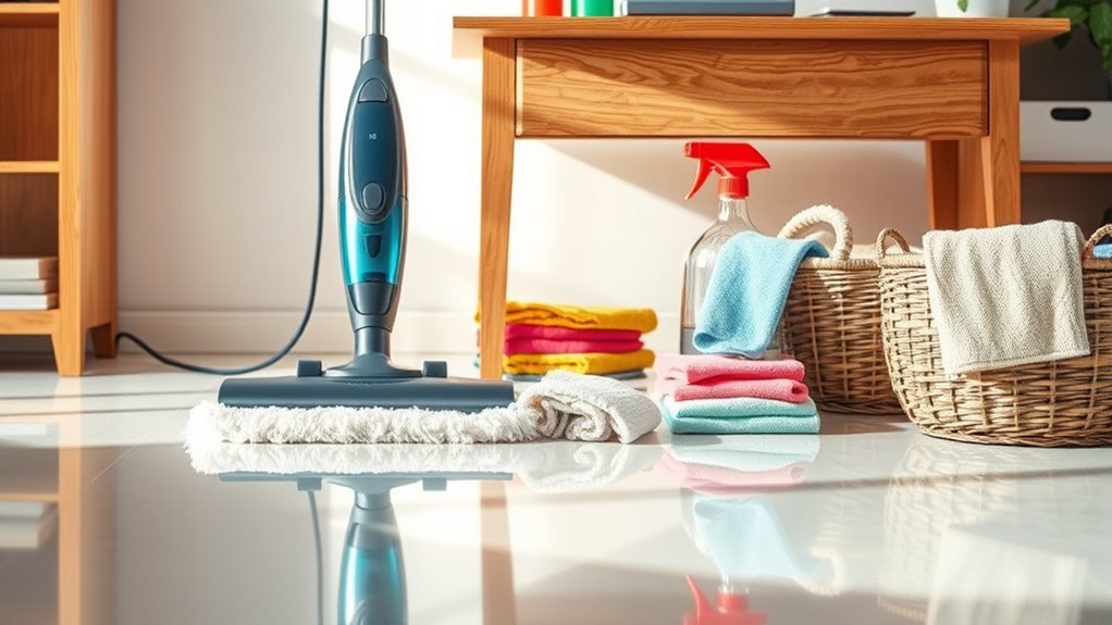 gather cleaning supplies efficiently