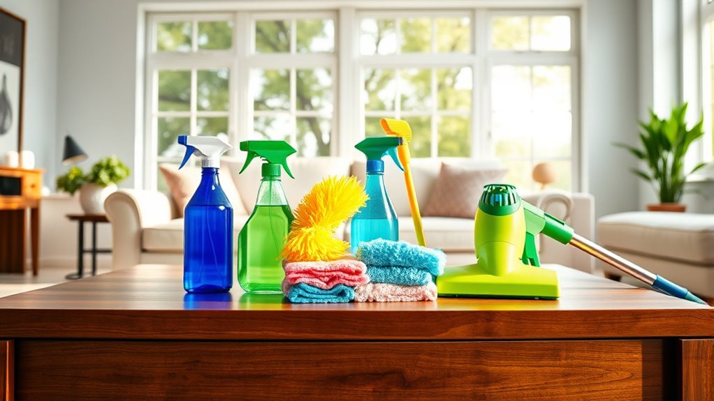 gather cleaning supplies efficiently