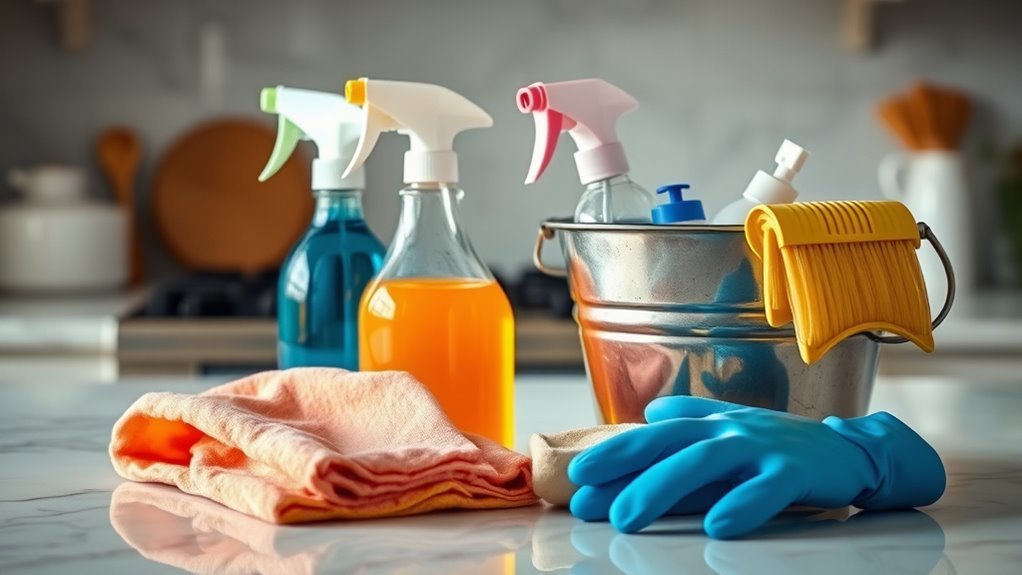 gather cleaning supplies efficiently