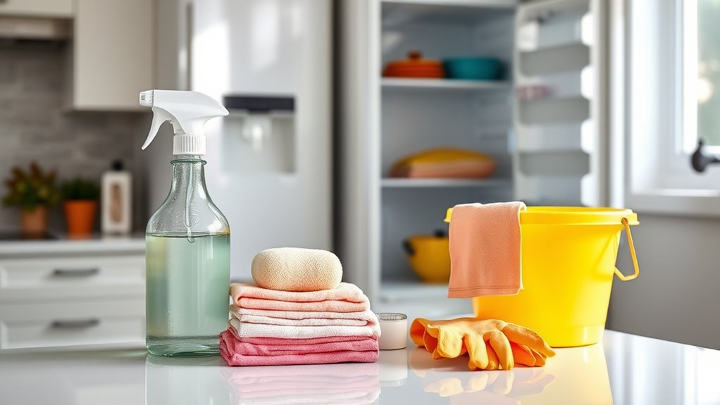 gather cleaning supplies safely