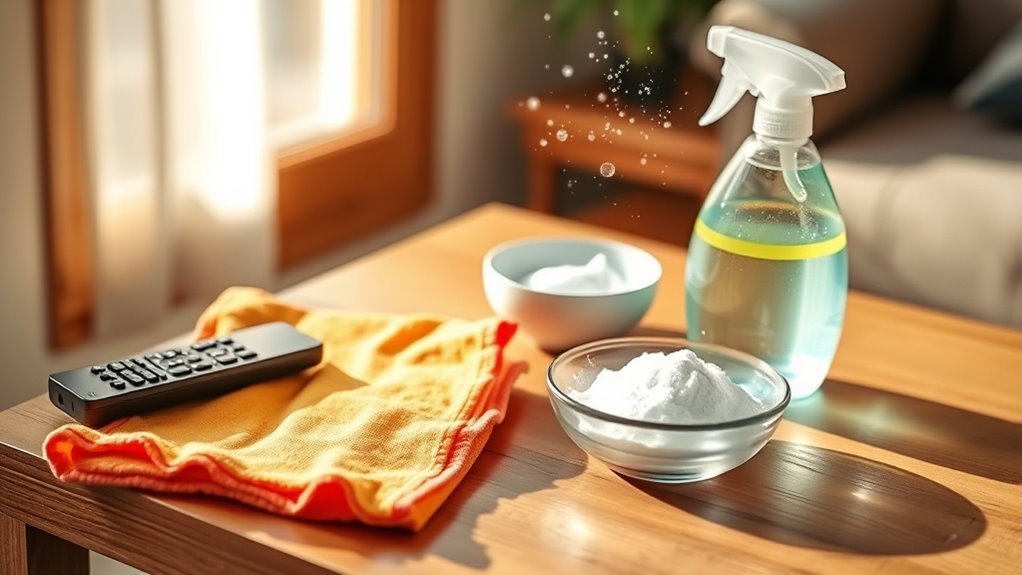 gather cleaning supplies safely
