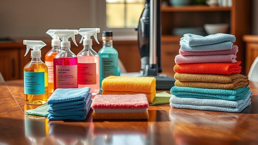 gather essential cleaning supplies