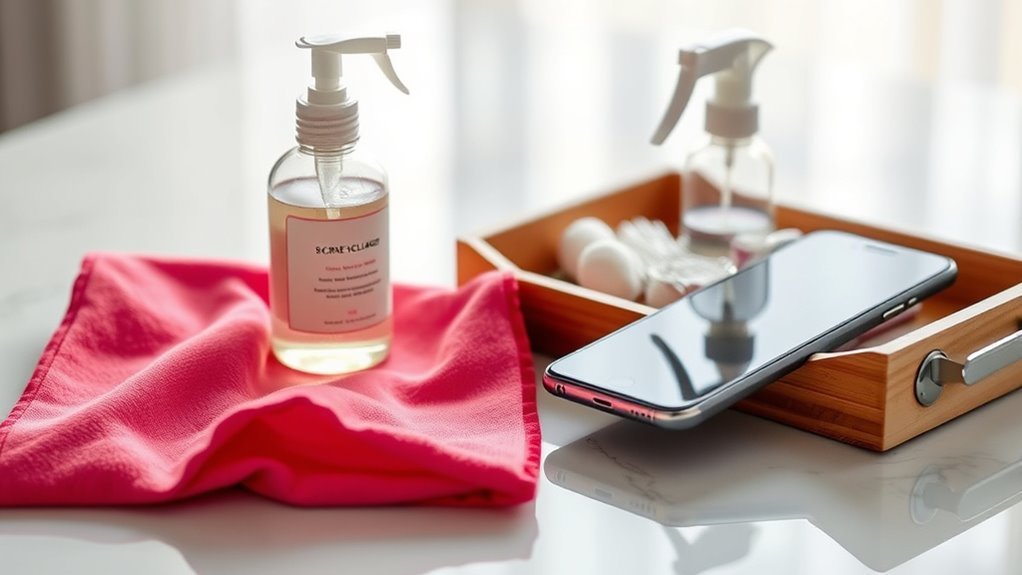 gather smartphone cleaning supplies