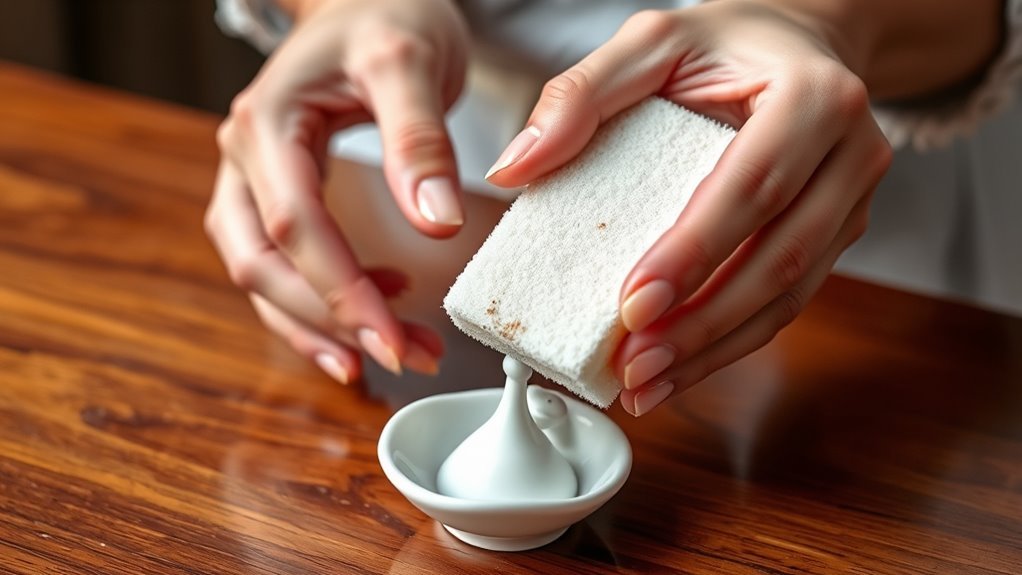 gentle scrubbing for stains