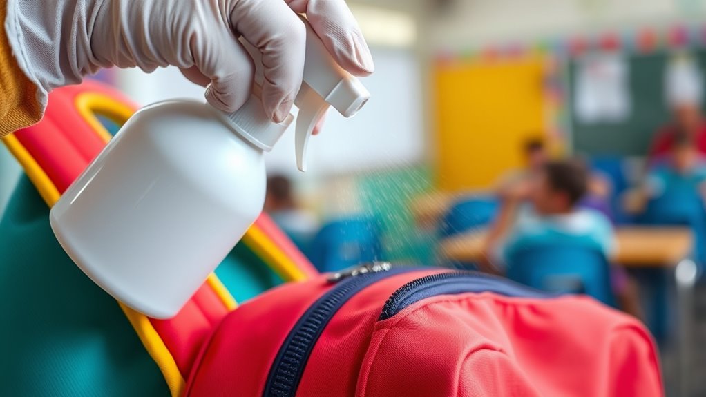 high contact school bag areas