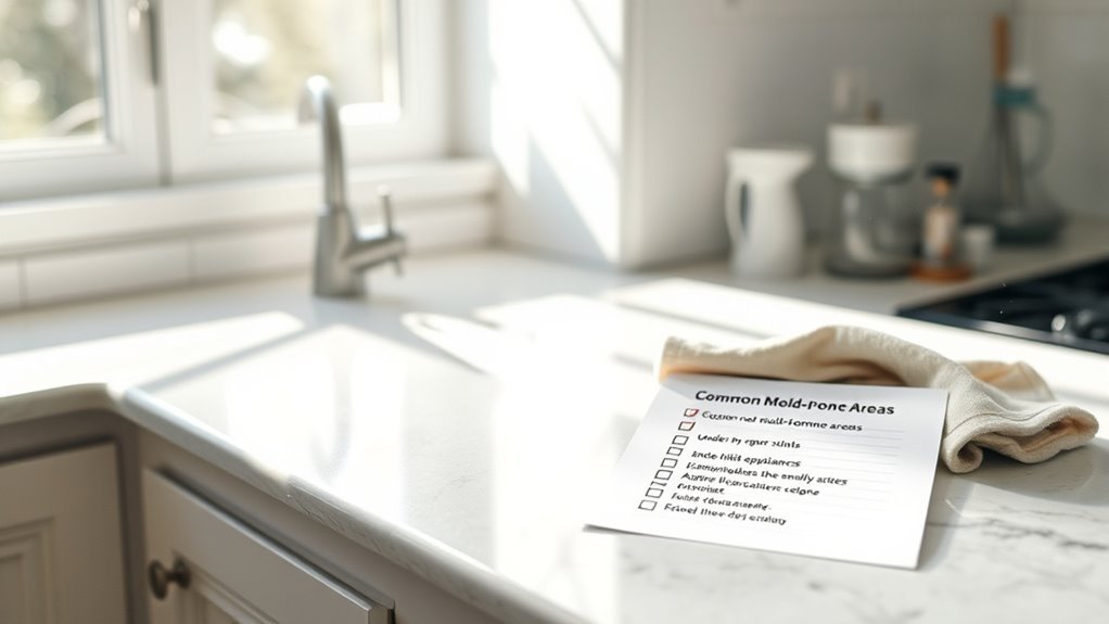 inspect mold prone areas regularly