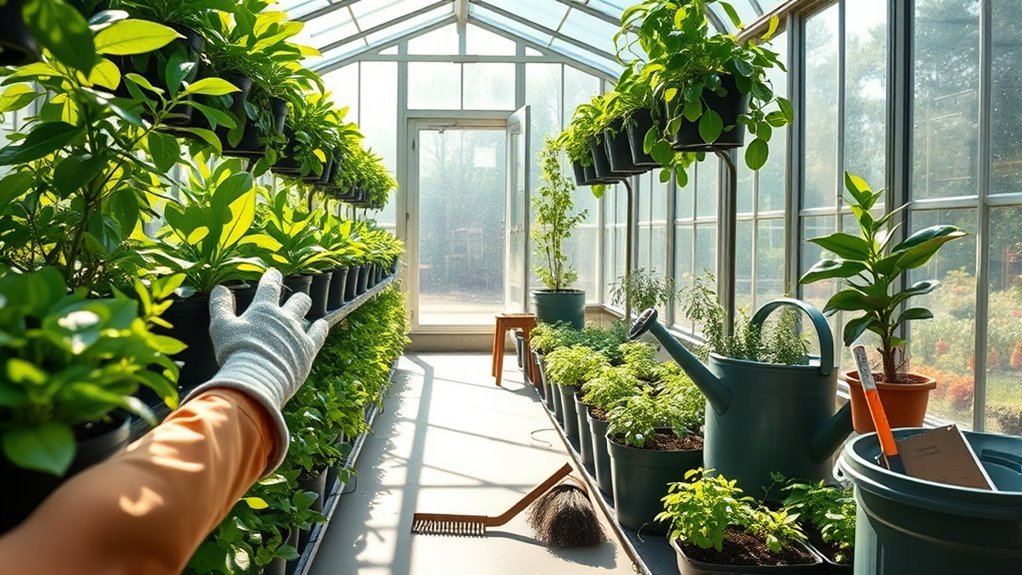 maintain a tidy greenhouse