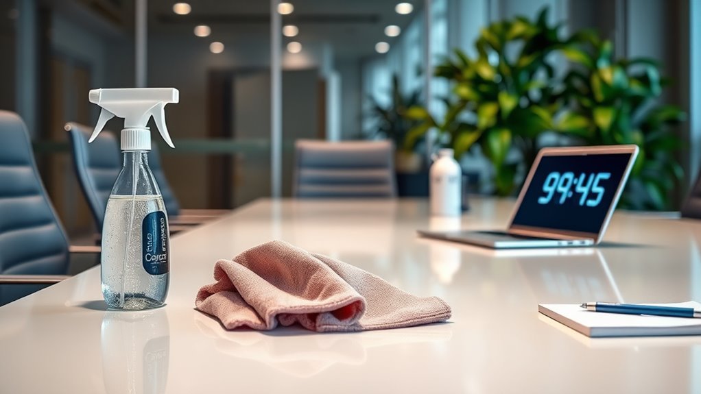 maintain conference table cleanliness