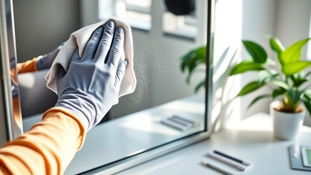 maintain mirror clarity regularly