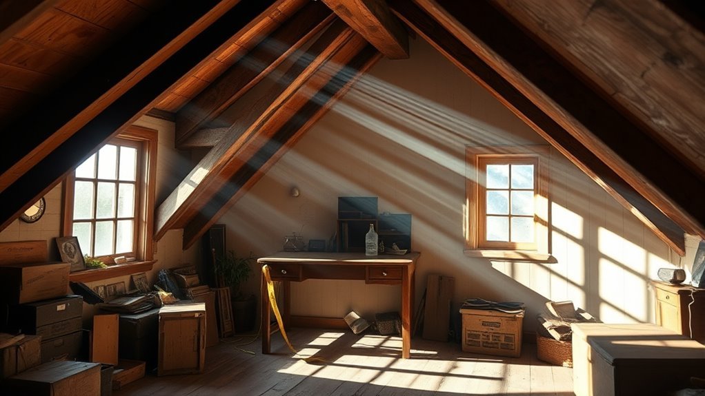 measure desk and attic